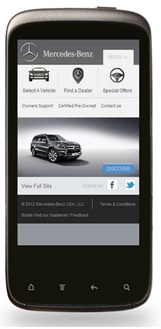 Mobile website matching - Mercedes USA site
