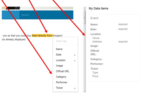 Select a tag in the tags box - data-highlighter