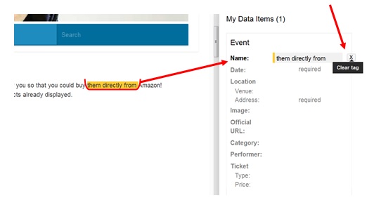 Selecting a name tag - data highlighter