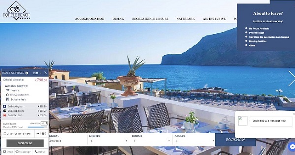Real-time price comparison on the hotel website