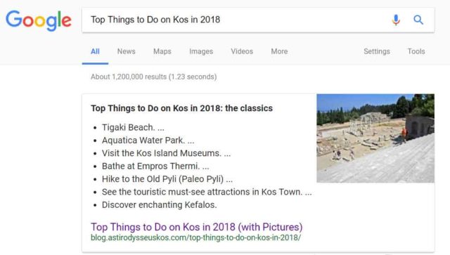 lists are important for high rankings in search result positions